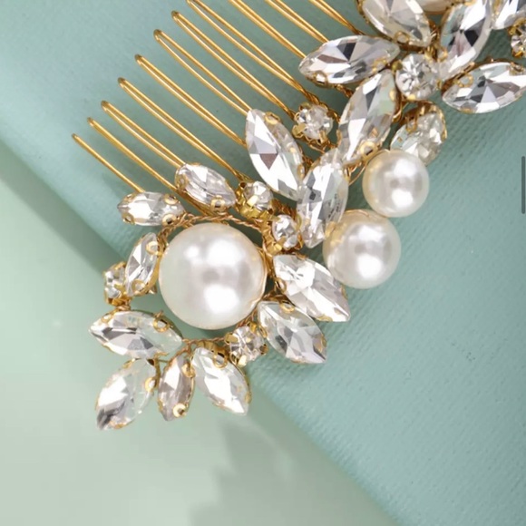 Bridal Hair Gold Comb | Large Accent Pieces | Gold Hair Comb - Picture 3 of 4